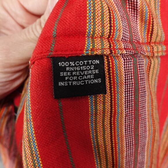 The J Peterman Company Shirt Mens Large Red Stripe Cotton Pullover Pockets - Picture 9 of 10